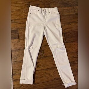 Madewell White Distressed Skinny Jeans